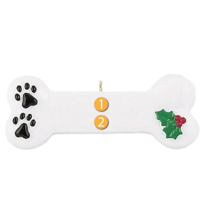 White dog bone ornament with paw prints and holly accent for Christmas Ornaments & Tree Decorations under $50 collection