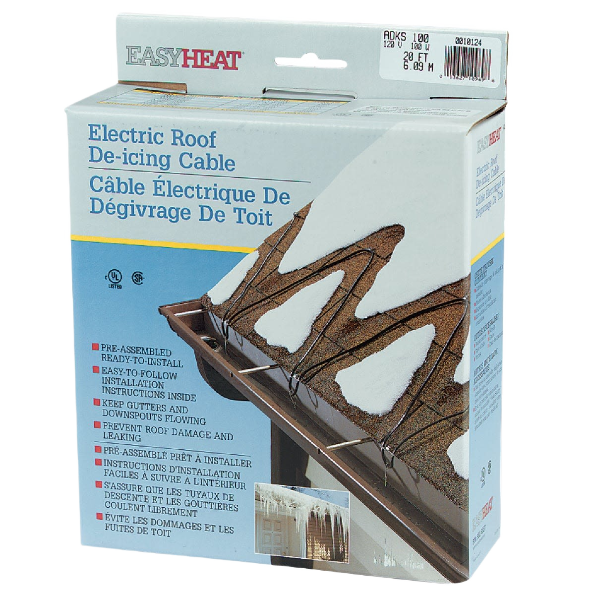 Easy Heat electric roof de-icing cable packaging for plumbing accessories in home improvement under $50