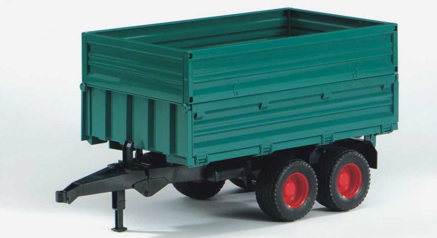 Green tandem axle tipping trailer toy with red wheels and removable top from Bruder Toys Vehicles & Remote Controlled Toys collection