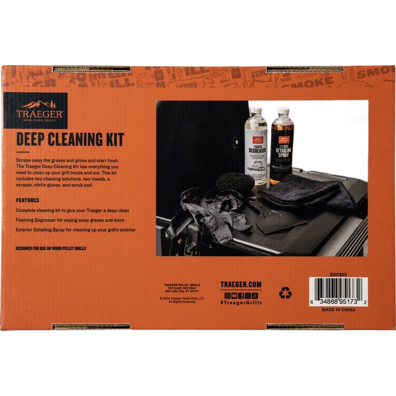 Traeger Deep Cleaning Kit with degreaser, spray, scraper, gloves, towels for grill accessories and outdoor living