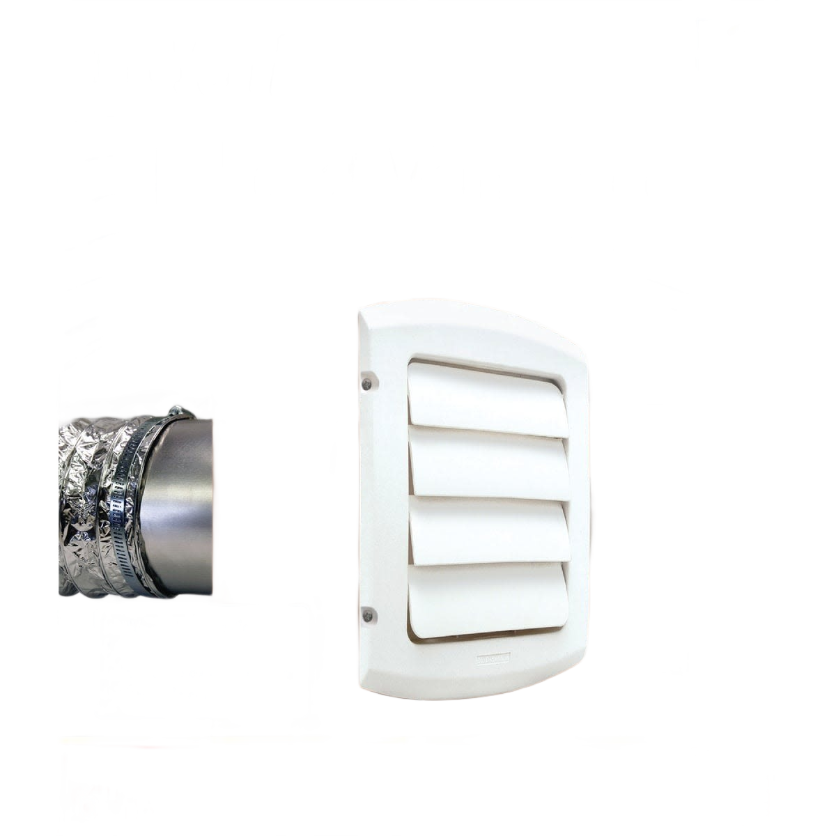 White plastic dryer vent hood with a 6-inch duct connection for home improvement ventilation projects