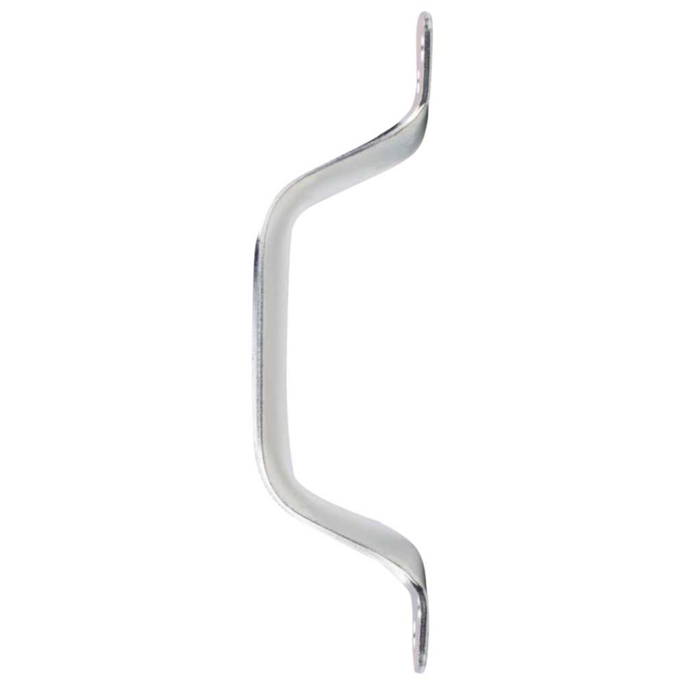 Zinc-finished metal door pull handle with a curved design for cabinet and furniture hardware in home improvement collections