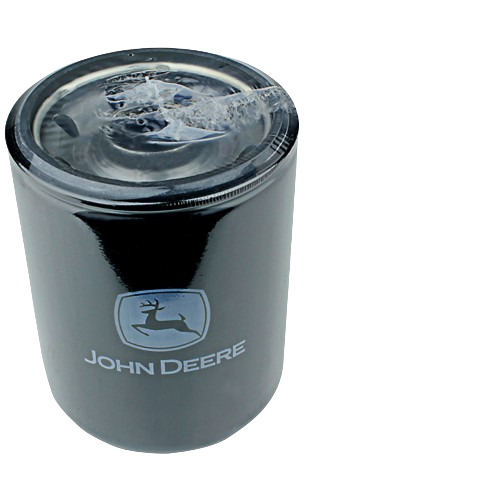 Black John Deere oil filter with logo, for transmission suction line in automotive and lubricant supplies collections