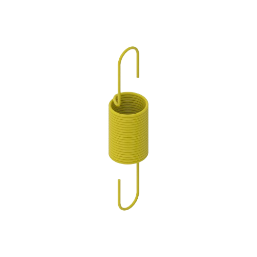 Yellow tension spring with extended hooks for use in tools and home improvement projects