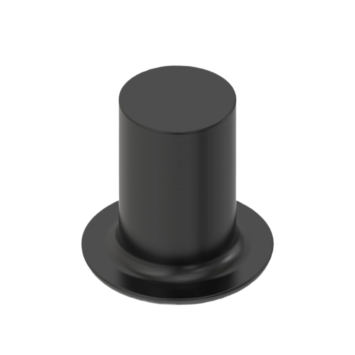 Black cylindrical bushing with flange, designed for automotive tools and John Deere parts applications.