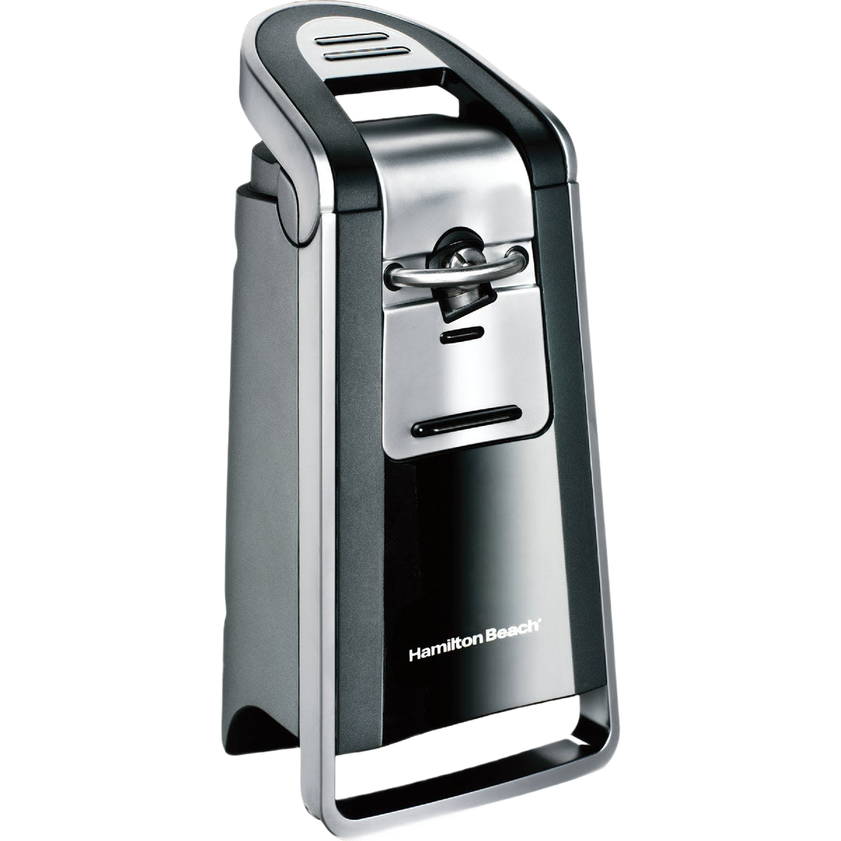 Chrome and black electric can opener designed for effortless use in kitchenware collection under $50