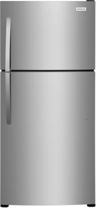 Stainless steel top freezer refrigerator with durable handles for kitchen appliances and home improvement collections