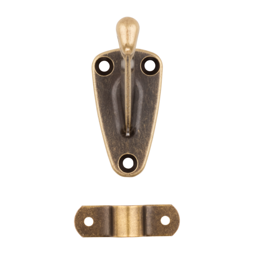 Antique brass zinc handrail bracket with steel strap for secure wooden rail mounting in home improvement projects