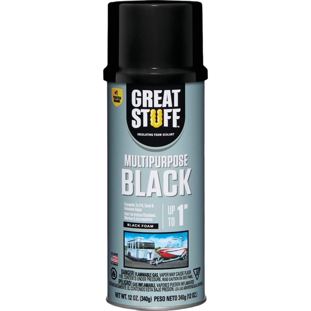 Can of black multipurpose insulating foam sealant for home improvement in spray foam insulation and sealer collections under $50