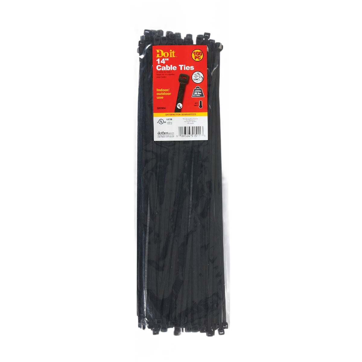Pack of 14-inch black weather-resistant cable ties for indoor and outdoor electrical and home improvement use under $50 collection