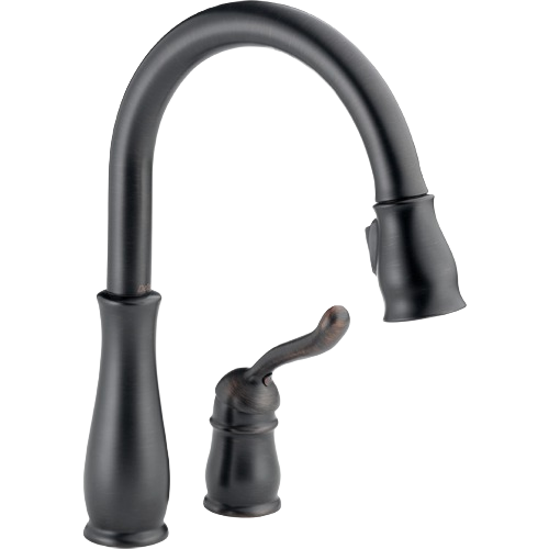 Venetian bronze single-handle pull-down kitchen faucet with curved spout in kitchen sink faucets collection