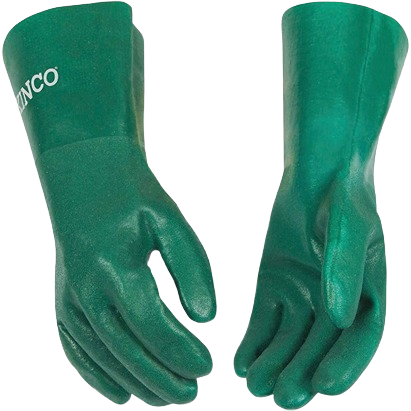 Large green PVC coated gloves for safety and work protection in hardware and home improvement tasks under $50