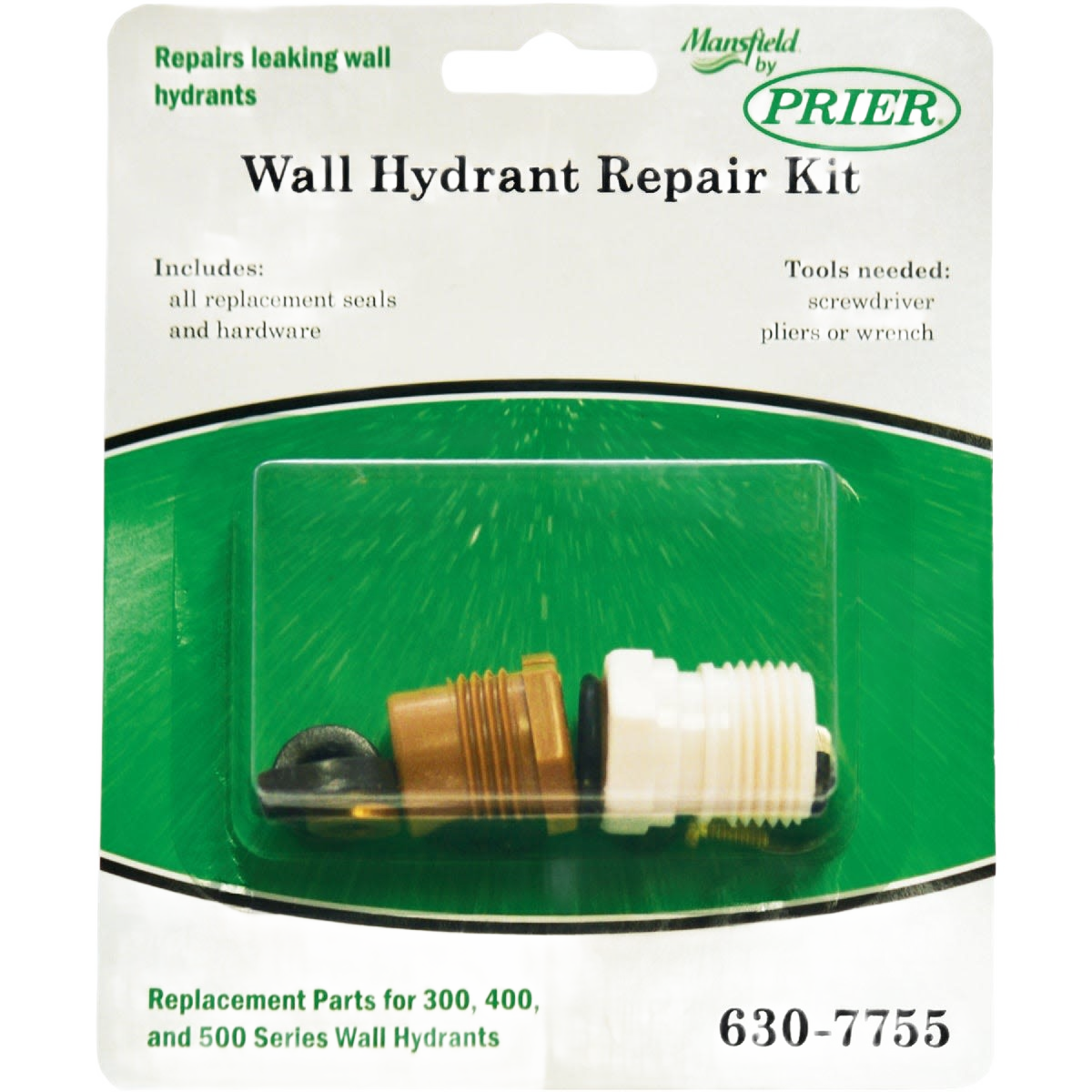 Wall hydrant repair kit with replacement seals and hardware for home improvement plumbing tasks