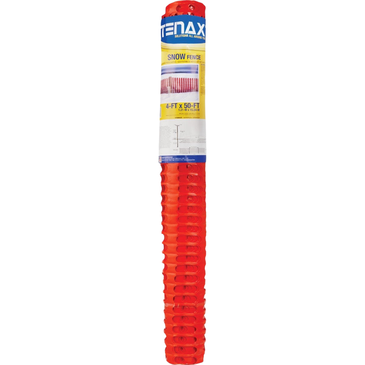 Orange polyethylene snow safety fence roll designed for temporary snow barriers in outdoor home improvement projects