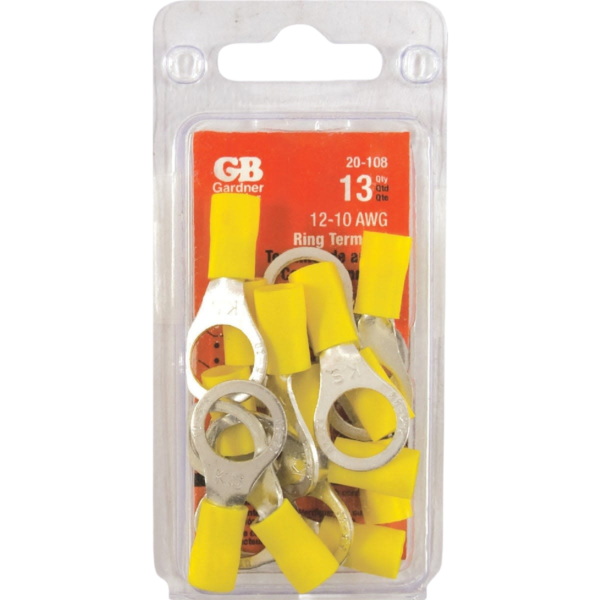 Package of 13 vinyl-insulated barrel ring terminals for electrical projects in the under $50 home improvement category