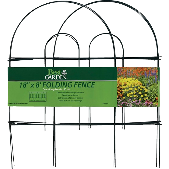 Powder-coated green folding wire fence panel with arched design for garden landscaping and plant protection
