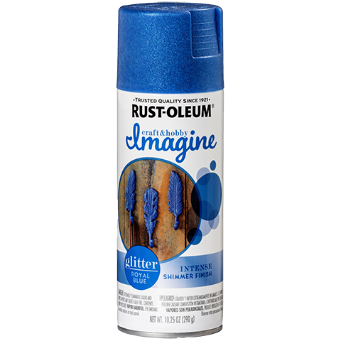 Spray paint can with blue glitter shimmer finish for specialty craft projects and decorative home improvement tasks