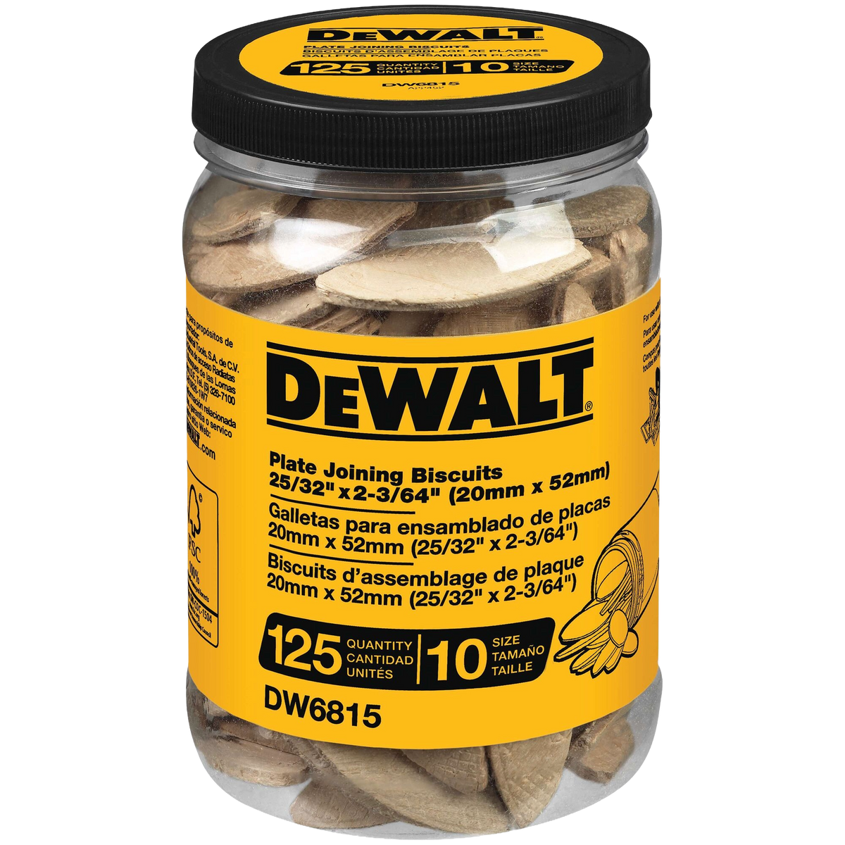 DEWALT #10 WOOD BISCUITS, 125-Pack
