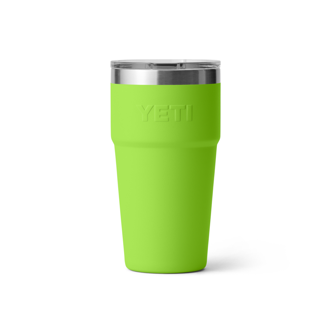 20 oz. lime green stackable cup with clear lid, sturdy drinkware for kitchen, tableware, and outdoor use collections