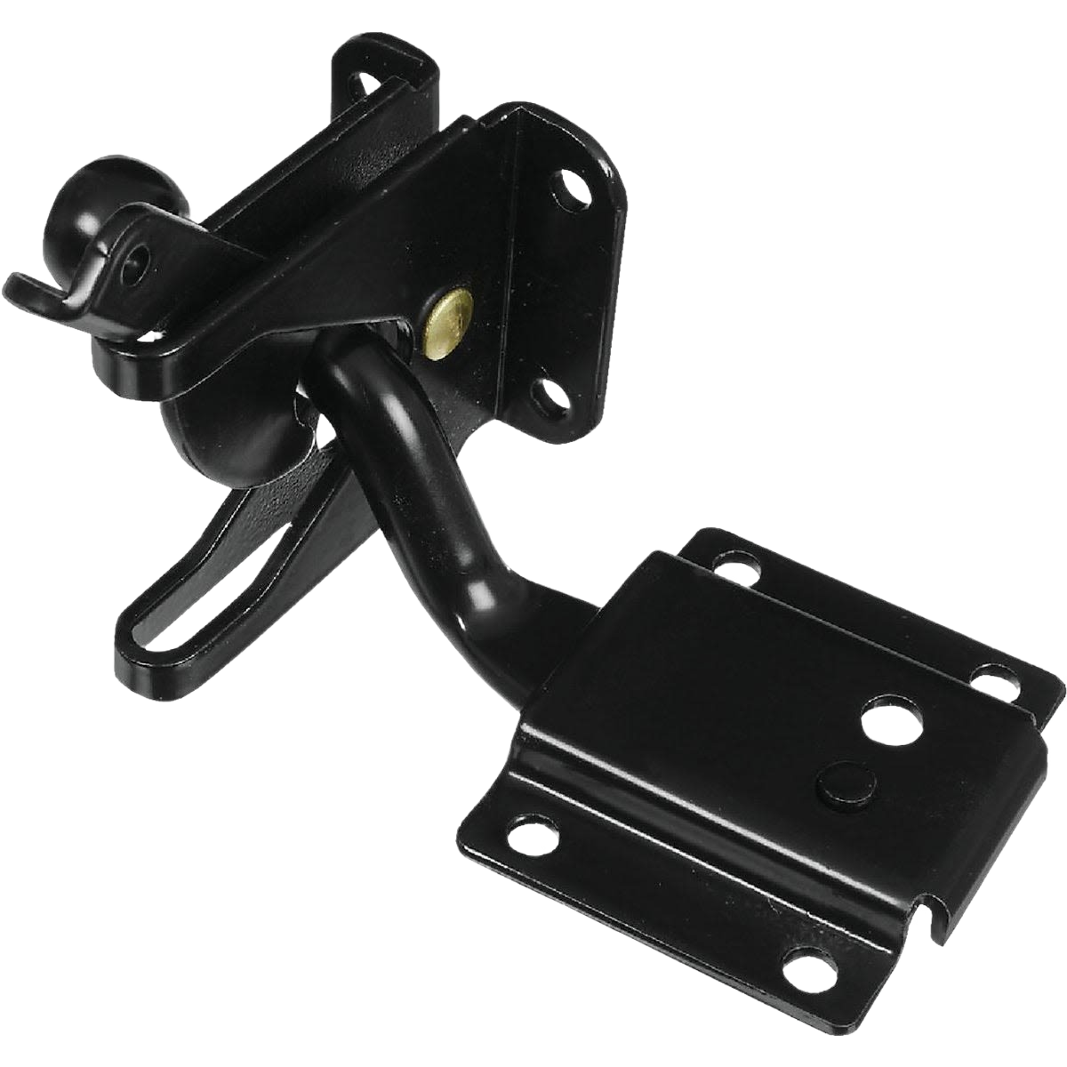 Black sag compensating latch with adjustable bar for swinging doors, part of hardware and furniture accessories collections