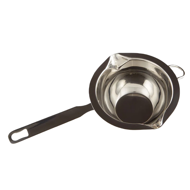 Stainless steel double boiler insert with pot rest and dual pouring spouts for kitchen gadgets and kitchenware collections