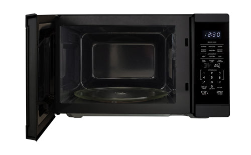 Black countertop microwave with digital control panel and open door in Microwaves and Kitchen & Kitchenware collections