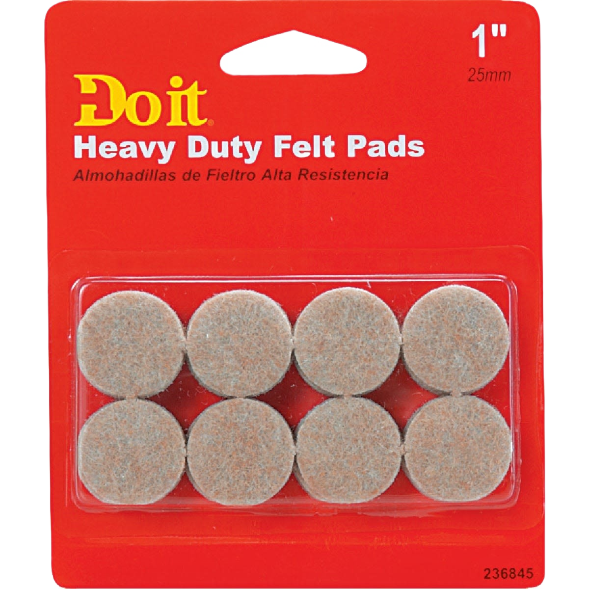 Beige 1-inch adhesive round felt pads in a pack of 16 for protecting surfaces in home improvement projects