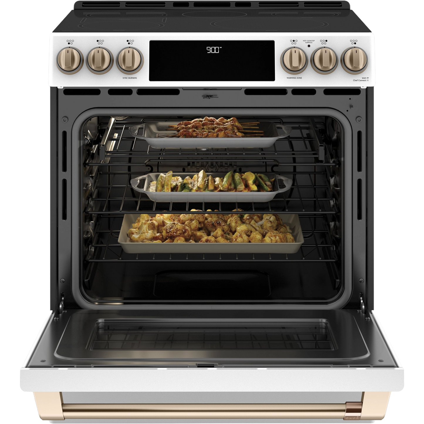 CAFÉ™ 30" Smart Slide-In, Front-Control, Induction and Convection Range with Warming Drawer