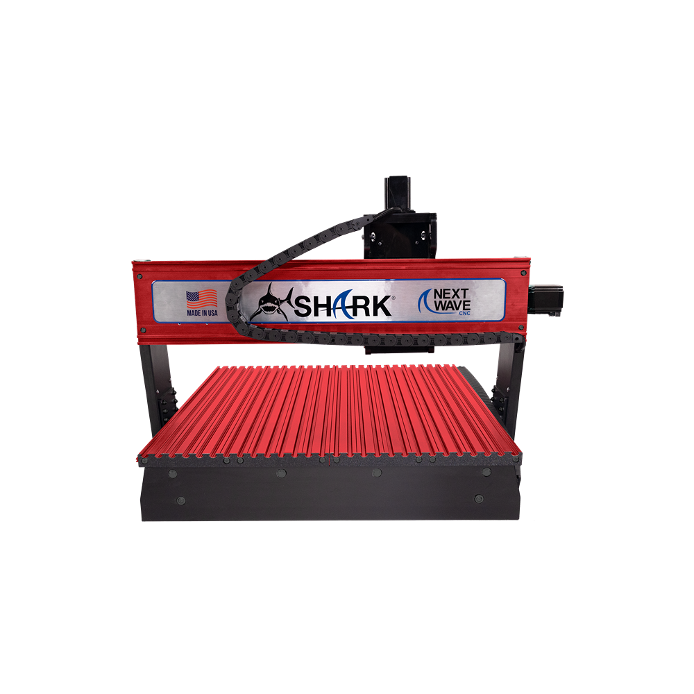 Compact red and black CNC machine with sturdy frame designed for precise cutting and engraving in home improvement projects