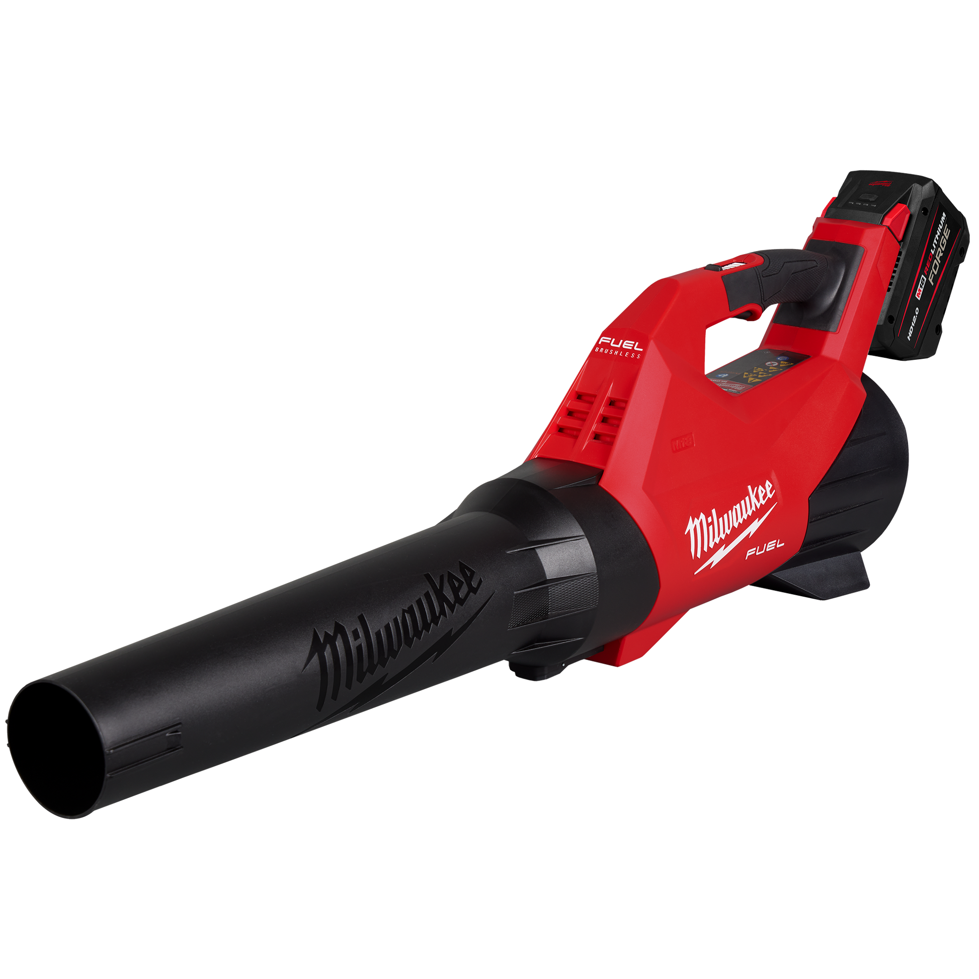 Red and black cordless blower with rechargeable battery for outdoor tools and home improvement tasks
