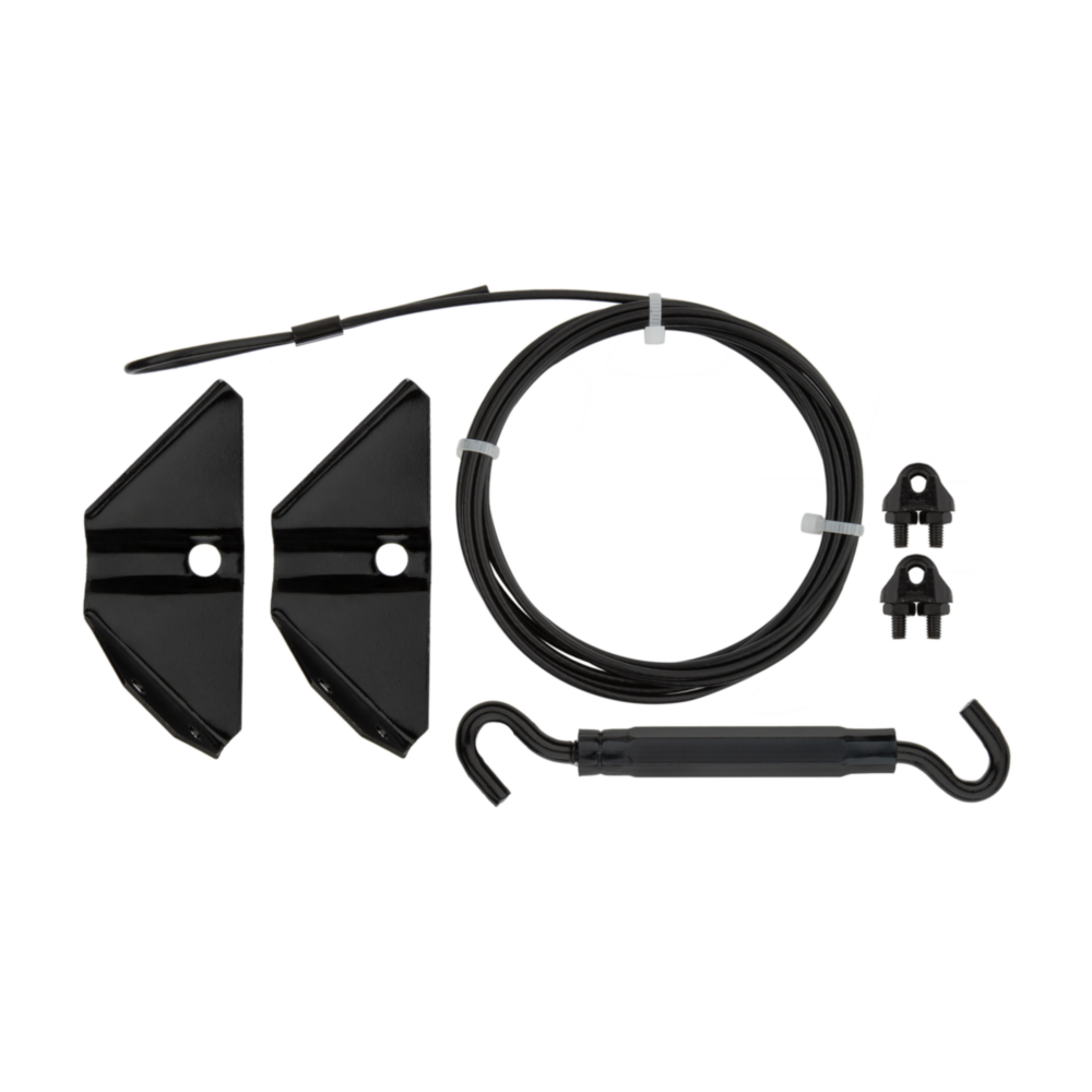 Black anti-sag gate kit with steel cable, hooks, and brackets for gate support in hardware and home improvement collections under $50