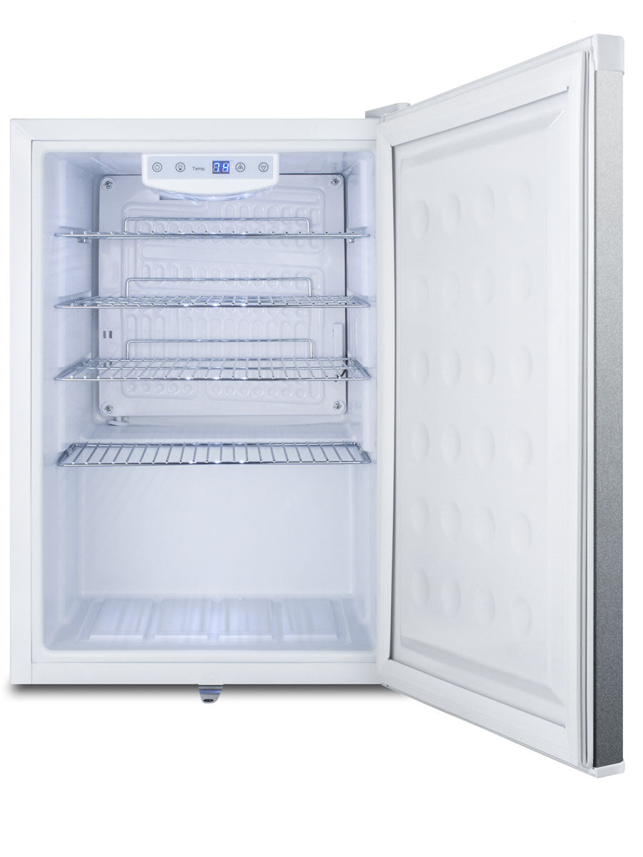 Compact all-refrigerator with adjustable wire shelves and digital control panel in mini refrigerators and appliances collection