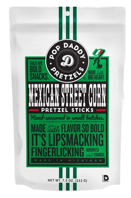 Resealable bag of Mexican street corn flavored pretzel sticks in snacks and food beverage collections under $50