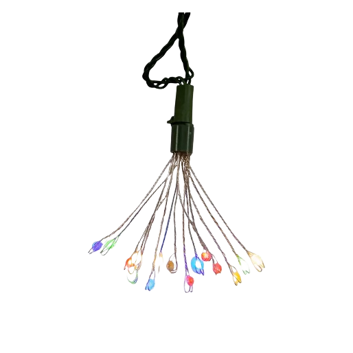 Cluster of multicolored twinkle LED lights with green connector for festive Christmas decoration under $50 collections