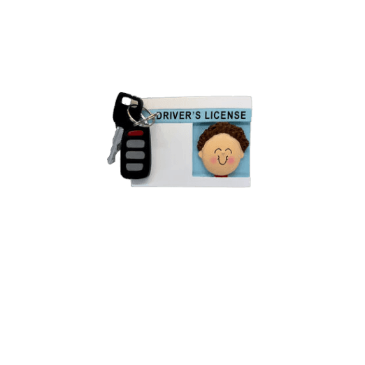 Personalized male brown driver’s license ornament with key fob for Christmas tree decoration under $50 collection