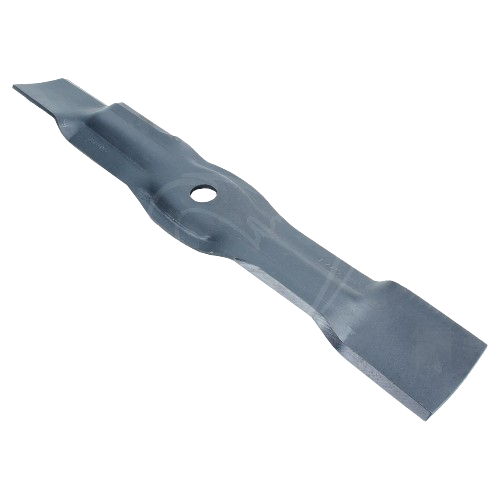Steel mulch blade with angled cutting edges designed for efficient lawn mower deck performance and home improvement tasks