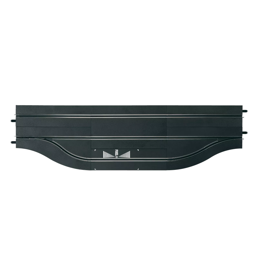 Black plastic pit lane track section with lane markings compatible with DIGITAL 124 and DIGITAL 132 racing sets