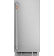 Stainless steel ice maker door with vertical handle and ventilation grille for freezers and kitchen appliances collection