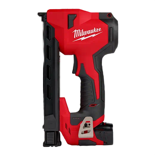 Compact red and black battery-powered cable stapler designed for professional tools and home improvement use