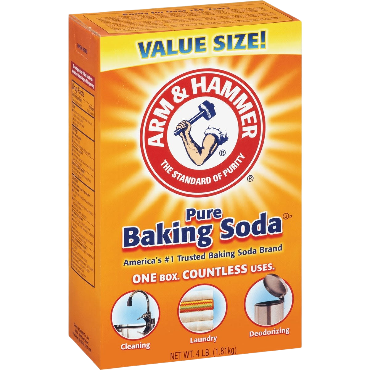 Large value size box of Arm & Hammer baking soda for cleaning, laundry, and deodorizing under $50 household items