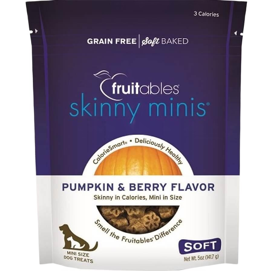 Fruitables Skinny Minis Pumpkin Berry soft dog treats, grain-free, low-calorie snack in pet and dog supplies collections