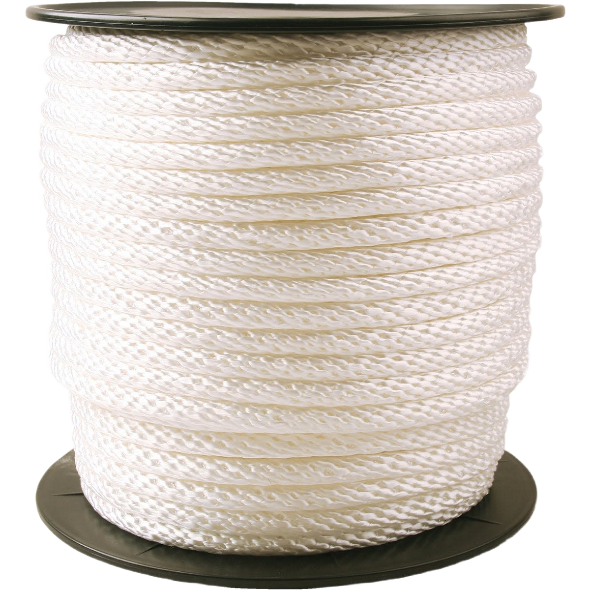 Spool of white braided nylon rope designed for durable use in home improvement and general utility tasks