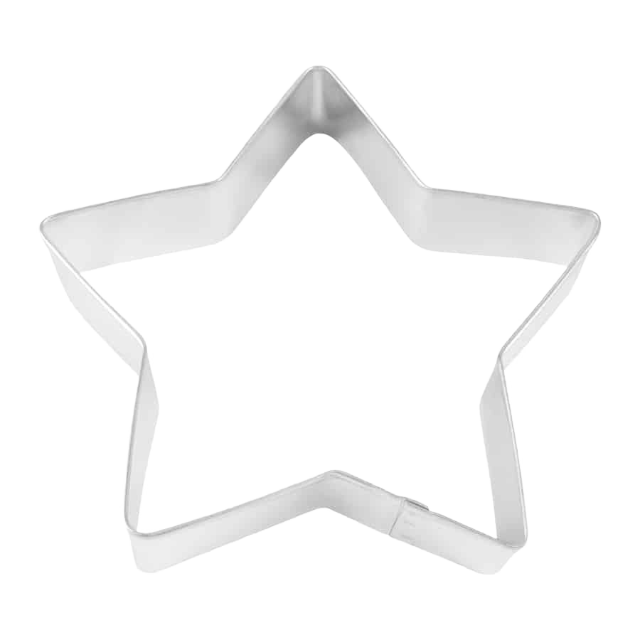 Metal star-shaped cookie cutter for baking and home kitchen use, measuring approximately 4.5 inches wide