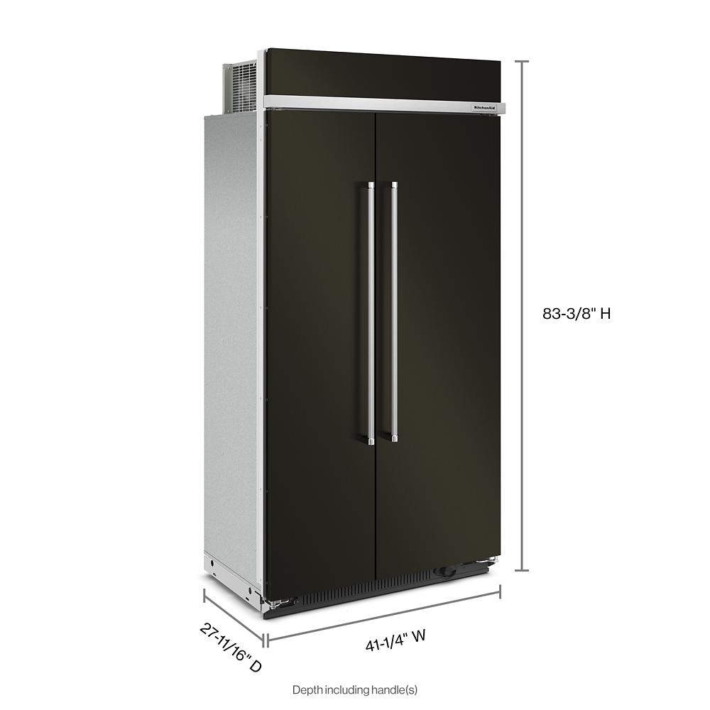 42-inch built-in side-by-side refrigerator with PrintShield finish and stainless steel handles from KitchenAid collection