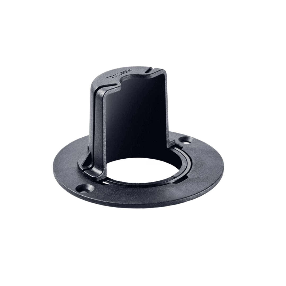Black plastic router chip catcher accessory for woodworking and power tool collections under $100 and Festool accessories