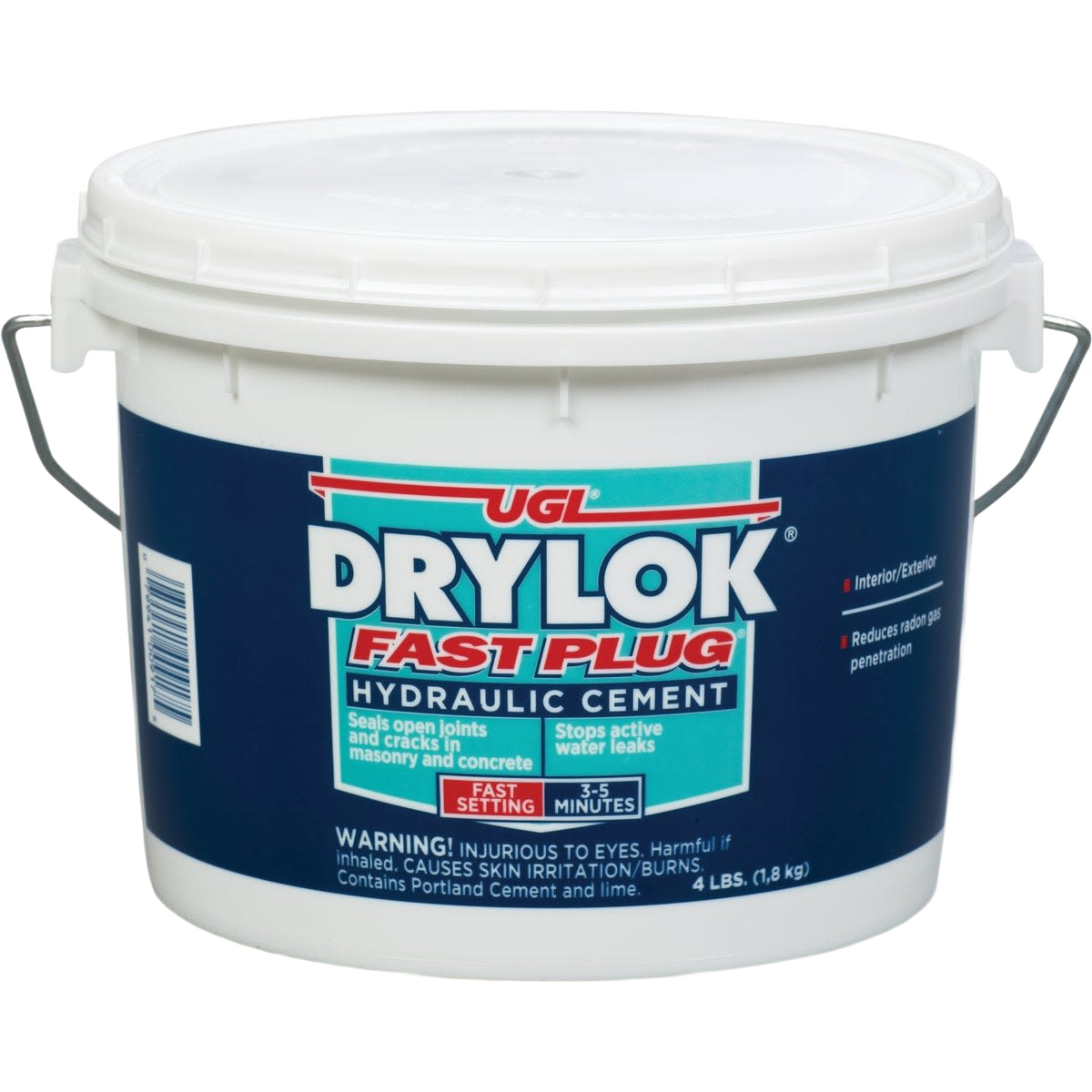 4 lb pail of fast-setting hydraulic cement for sealing masonry cracks in sand paper and patching collections