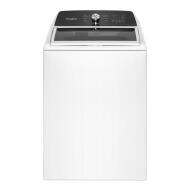 White top load washer with impeller and built-in faucet, ideal for home improvement and laundry appliances.