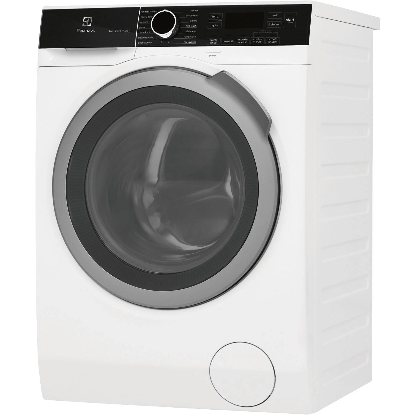 Compact front load washer with digital display and cycle selector knob in washers and dryers collection