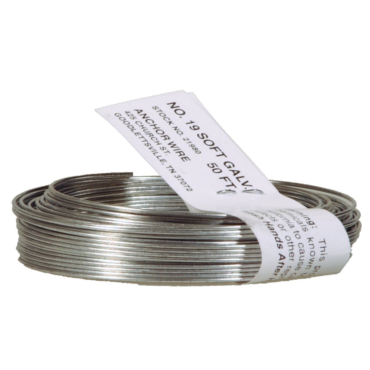 Coiled 19-gauge steel wire, 50 feet long, suitable for home improvement hardware and fastening projects under $50