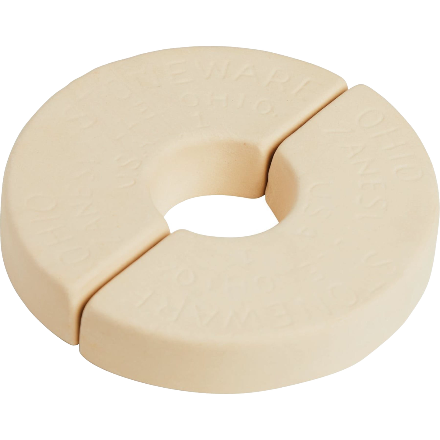 Beige stoneware fermentation weight stones in segmented ring shape for kitchenware and small appliances collections